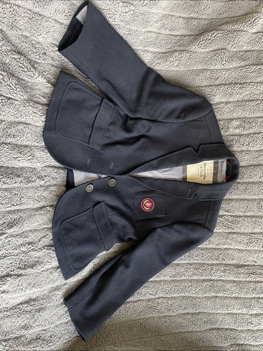 Abercrombie & Fitch Navy Blazer with Embroidered Crest